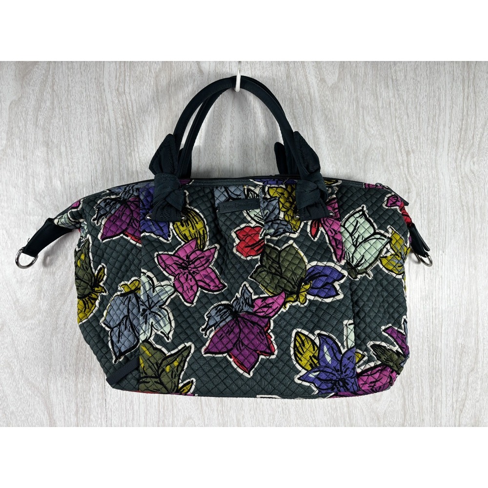Vera Bradley Hadley Satchel Falling Flowers Retired Quilted Shoulder Bag Purse